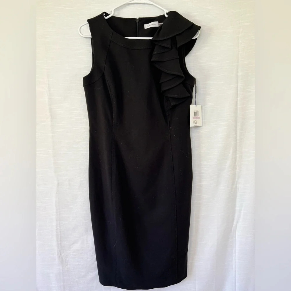 Calvin Klein Black Sheath Dress Size 6 - Picture 2 of 9